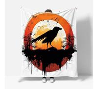 MARBRE 3D Crow Blanket Single 130x150cm Fluffy Flannel Microfiber Fleece Cosy Warm Sofa Throw Blanket Animal for Couch Bed Bedroom Office Travel Camping(Image 2-15)