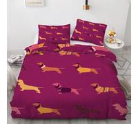 MARBRE 3D Dachshund Single Duvet Cover Set 135x200cm 2 piece Soft Microfiber Reversible Bedding Set Cute Cartoon Comforter Cover with Zipper Closure Quilt Cover with Pillowcase 50x75cm（Image 6-8）