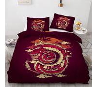 MARBRE 3D Dragon Single Duvet Cover Set 135x200cm 2 piece Soft Microfiber Reversible Bedding Set Chinese Style Comforter Cover with Zipper Closure Quilt Cover with Pillowcase 50x75cm(Image 6-5)