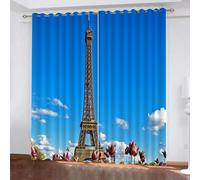 MARBRE 3D Eiffel Tower Blackout Curtains Polyester Fabric 2 Panels 107x160cm Thermal Insulated Room Darkening Eyelet Curtain Scenery Architecture Window Drapes for Home Decoration(Image 45-9)