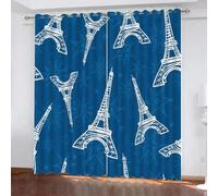 MARBRE 3D Eiffel Tower Blackout Curtains Polyester Fabric 2 Panels 168x183cm Thermal Insulated Room Darkening Eyelet Curtain Architecture Window Drapes for Home Decoration(Image 50-4)