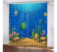 MARBRE 3D Fish Blackout Curtains Polyester Fabric 2 Panels 107x160cm Thermal Insulated Room Darkening Eyelet Curtain Cartoon Animal Window Drapes for Home Decoration(Image 49-9)