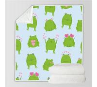 MARBRE 3D Frog Blanket Double 150x200cm Fluffy Flannel Microfiber Fleece Cosy Warm Sofa Throw Blanket Cute Cartoon for Couch Bed Bedroom Office Travel Camping(Image 7-7)