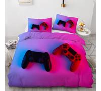 MARBRE 3D Gamer Double Duvet Cover Set 200x200cm 3 piece Soft Microfiber Reversible Bedding Set Gamepad Comforter Cover with Zipper Closure Quilt Cover with 2 Pillowcase 50x75cm(Image 1-9)