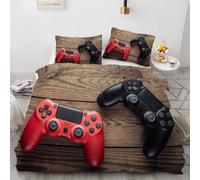 MARBRE 3D Gamer Single Duvet Cover Set 135x200cm 2 piece Soft Microfiber Reversible Bedding Set Gamepad Comforter Cover with Zipper Closure Quilt Cover with Pillowcase 50x75cm(Image 1-8)