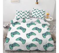 MARBRE 3D Gamer Single Duvet Cover Set 135x200cm 2 piece Soft Microfiber Reversible Bedding Set Gamepad Comforter Cover with Zipper Closure Quilt Cover with Pillowcase 50x75cm(Image 2-7)
