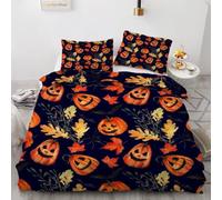 MARBRE 3D Halloween Double Duvet Cover Set 200x200cm 3 piece Soft Microfiber Reversible Bedding Set Funny Pumpkin Comforter Cover with Zipper Closure Quilt Cover with 2 Pillowcase 50x75cm(Image 11-8)