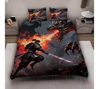 MARBRE 3D Japan Style Duvet Cover Set King Size 220x230cm 3 piece Soft Microfiber Bedding Set Warrior Comforter Cover with Zipper Closure Quilt Cover with 2 Pillowcase 50x75cm(Image 10-6)