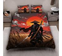 MARBRE 3D Japan Style Duvet Cover Set King Size 220x230cm 3 piece Soft Microfiber Bedding Set Warrior Comforter Cover with Zipper Closure Quilt Cover with 2 Pillowcase 50x75cm(Image 11-10)