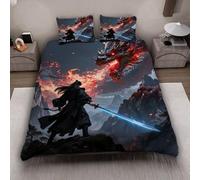 MARBRE 3D Japan Style Duvet Cover Set King Size 220x230cm 3 piece Soft Microfiber Bedding Set Warrior Comforter Cover with Zipper Closure Quilt Cover with 2 Pillowcase 50x75cm(Image 12-3)