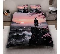 MARBRE 3D Japan Style Duvet Cover Set King Size 220x230cm 3 piece Soft Microfiber Bedding Set Warrior Comforter Cover with Zipper Closure Quilt Cover with 2 Pillowcase 50x75cm(Image 12-10)