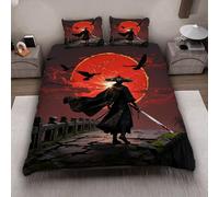 MARBRE 3D Japan Style Duvet Cover Set King Size 220x230cm 3 piece Soft Microfiber Bedding Set Warrior Comforter Cover with Zipper Closure Quilt Cover with 2 Pillowcase 50x75cm(Image 11-7)
