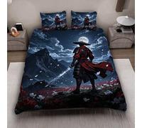 MARBRE 3D Japan Style Duvet Cover Set King Size 220x230cm 3 piece Soft Microfiber Bedding Set Warrior Comforter Cover with Zipper Closure Quilt Cover with 2 Pillowcase 50x75cm(Image 10-8)