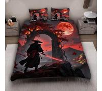 MARBRE 3D Japan Style Duvet Cover Set King Size 220x230cm 3 piece Soft Microfiber Bedding Set Warrior Comforter Cover with Zipper Closure Quilt Cover with 2 Pillowcase 50x75cm(Image 11-9)