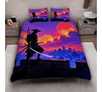 MARBRE 3D Japan Style Duvet Cover Set King Size 220x230cm 3 piece Soft Microfiber Bedding Set Warrior Comforter Cover with Zipper Closure Quilt Cover with 2 Pillowcase 50x75cm(Image 9-7)