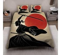 MARBRE 3D Japan Style Super King Duvet Cover Set 220x260cm 3 piece Soft Microfiber Bedding Set Warrior Comforter Cover with Zipper Closure Quilt Cover with 2 Pillowcase 50x75cm(Image 10-5)
