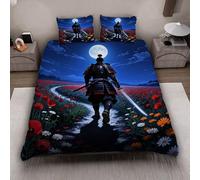 MARBRE 3D Japan Style Super King Duvet Cover Set 220x260cm 3 piece Soft Microfiber Bedding Set Warrior Comforter Cover with Zipper Closure Quilt Cover with 2 Pillowcase 50x75cm(Image 12-9)