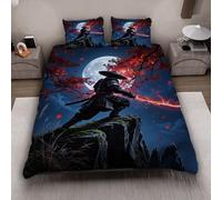 MARBRE 3D Japan Style Super King Duvet Cover Set 220x260cm 3 piece Soft Microfiber Bedding Set Warrior Comforter Cover with Zipper Closure Quilt Cover with 2 Pillowcase 50x75cm(Image 10-3)