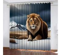 MARBRE 3D Lion Blackout Curtains Polyester Fabric 2 Panels 117x183cm Thermal Insulated Room Darkening Eyelet Curtain Animal Window Drapes for Home Decoration(Image 2-18)