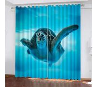 MARBRE 3D Sea Turtles Blackout Curtains Polyester Fabric 2 Panels 117x138cm Thermal Insulated Room Darkening Eyelet Curtain Ocean Animal Window Drapes for Home Decoration(Image 1-6)