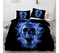 MARBRE 3D Skull Single Duvet Cover Set 135x200cm 2 piece Soft Microfiber Reversible Bedding Set Gothic Skull Comforter Cover with Zipper Closure Quilt Cover with Pillowcase 50x75cm（Image 22-3）