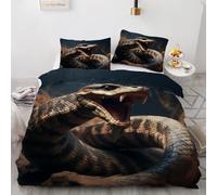 MARBRE 3D Snake Double Duvet Cover Set 200x200cm 3 piece Soft Microfiber Reversible Bedding Set Animal Snakes Comforter Cover with Zipper Closure Quilt Cover with 2 Pillowcase 50x75cm（Image 2-11）