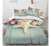 MARBRE 3D Starfish Conch King Size Duvet Cover Set 220x230cm 3 piece Soft Microfiber Bedding Set Seashell Comforter Cover with Zipper Closure Quilt Cover with 2 Pillowcase 50x75cm(Image 16-11)