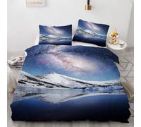 MARBRE 3D Starry Sky King Size Duvet Cover Set 220x230cm 3 piece Soft Microfiber Reversible Bedding Set Mountain Comforter Cover with Zipper Closure Quilt Cover with 2 Pillowcase 50x75cm(Image 3-14)