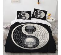 MARBRE 3D Tai Chi Super King Duvet Cover Set 220x260cm 3 piece Soft Microfiber Bedding Set Skull Comforter Cover with Zipper Closure Quilt Cover with 2 Pillowcase 50x75cm(Image 6-9)