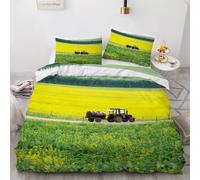 MARBRE 3D Tractor Double Duvet Cover Set 200x200cm 3 piece Soft Microfiber Reversible Bedding Set Tractor Comforter Cover with Zipper Closure Quilt Cover with 2 Pillowcase 50x75cm(Image 1-13)