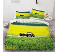 MARBRE 3D Tractor Double Duvet Cover Set 200x200cm 3 piece Soft Microfiber Reversible Bedding Set Tractor Comforter Cover with Zipper Closure Quilt Cover with 2 Pillowcase 50x75cm(Image 1-17)