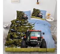 MARBRE 3D Tractor Double Duvet Cover Set 200x200cm 3 piece Soft Microfiber Reversible Bedding Set Tractor Comforter Cover with Zipper Closure Quilt Cover with 2 Pillowcase 50x75cm(Image 1-16)