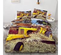 MARBRE 3D Tractor King Size Duvet Cover Set 220x230cm 3 piece Soft Microfiber Reversible Bedding Set Tractor Comforter Cover with Zipper Closure Quilt Cover with 2 Pillowcase 50x75cm(Image 1-14)