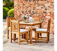 Marbrook Outdoor Teak Table 90cm x 90cm and 4 Grisdale Side Chairs