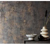 Marburg non-woven wallpaper 34270 plain plaster look black copper (5,43£/1qm)
