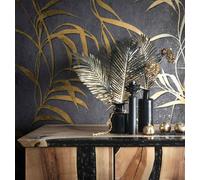 Marburg non-woven wallpaper 34289 leaves concrete look black gold (4,26£/1qm)