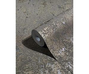Marburg Wallpaper Brown Concrete Optics Gold Non-Woven Wallpaper Metallic Industrial Concrete Gold Concrete Wallpaper Glossy Plaster Optics 100% Made in Germany 10,05x0,53m Avalon
