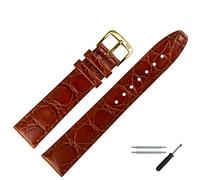 MARBURGER Croco Leather Bracelet Watch Strap 14mm - Tool Assembly Kit 52914, Brown/Gold, strip