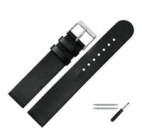 Marburger Smooth Leather Watch Strap 18 mm Black - Classic Cowhide Leather Replacement Strap for Watches - Timeless Leather Strap With Smooth Surface - Marburger Watch Straps Since 1945 - Black/Silver