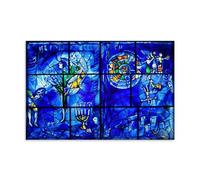 Marc Chagall America Windows Poster - Cubist Inspired Wall Art with Stained Glass Elements And Symbolic Figures Picture Print Canvas Wall Paint Arts Decor Modern Home Artworks Gift Idea Unframe 20x30i