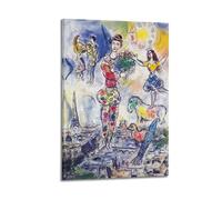 Marc Chagall On The Roof of Paris Wall Art Poster08x12inch | Canvas Prints Artwork Picture Image Painting Decoration Hanging Display Interior Decor Printed Art Home Accent Artistic Decor