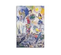 Marc Chagall On The Roof of Paris Wall Art Poster20x30inch | Canvas Prints Artwork Picture Image Painting Decoration Hanging Display Interior Decor Printed Art Home Accent Artistic Decor