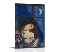 Márc Chágall - Two Heads at The Window Classic Masterpiece Poster Canvas Wall Art Picture Prints Hanging Photo Idea Decor Homes Artworks 20x30inch(50x75cm)