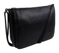 Marc Chantal Ladies LEATHER Classic Cross Body HANDBAG Bag Black Flap Over