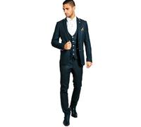Marc Darcy Men's Glen Navy Three Piece Suit £207.95 (Navy, 42/36)