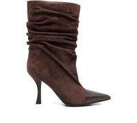 Marc Ellis 90mm pointed-toe ruched boots - Brown 40