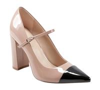Marc Fisher LTD Women's Anellie Pump, Light Natural/Black Patent Leather 110, 6 UK