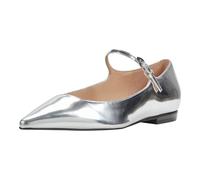 Marc Fisher LTD Women's Trella Mary Jane Flat, Silver Mirror Metallic Leather 040, 2 UK