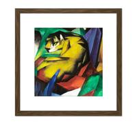 Marc Franz The Tiger 8X8 Inch Square Wooden Framed Wall Art Print Picture with Mount Artery8 Brown One Size