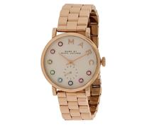 Marc Jacobs Baker Rose Gold-Tone Ladies Watch MBM3441 - 36mm, White Dial, 50m Water Resistant, Quartz